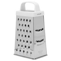 Ralador de legumes de inox com 4 faces e pegador de plástico branco de cozinha