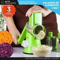 Ralador de Legumes Giratório 3 em 1 Multiuso Manual com Ventosa e 3 Lâminas Para Queijo e Legumes