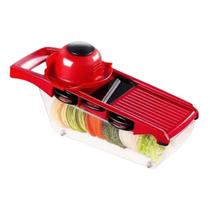 Ralador E Fatiador De Vegetais Vermelho Com 5 Lâminas Metálicas Processador De Alimentos Manual Com Recipiente Plástico Top Chef