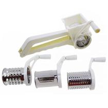 Ralador e Fatiador Manual com Manivela Inox 3 em 1