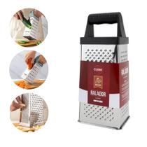 Ralador Fatiador 4 Faces Inox C Alça Queijo Legumes Cozinha Prático Uso Diário