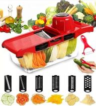 Ralador Fatiador Legumes Mandoline Slicer Multifuncional Profissional Aço Inox Cozinha Cortador Verduras Frutas Alimentos Lâminas Intercambiáveis Ralador Fatiador Legumes Mandoline Slicer Multifuncional Profissional Aço Inox Cozinha Cortador Verduras Frutas Alimentos Lâminas Intercambiáveis