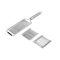 Ralador Inox 3 em 1 Fatiador de Legumes com Lâminas Removíveis e Base Antiderrapante Multifunciona