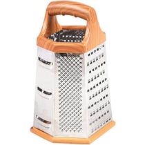 Ralador Inox 6 Faces 20cm Antiderrapante C/ Alça - Marrom - Grater