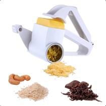 Ralador Manual Inox 3 em 1 Triturador Fatiador Cortador Manivela Lâminas Removíveis Multifuncional Queijo Chocolate Coco