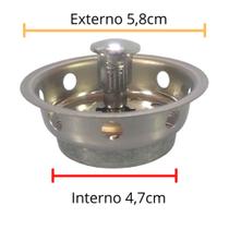 Ralinho Ralo Inox Pia Cozinha Cesto Cestinho Valvula America