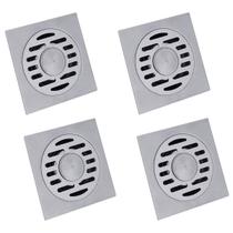 Ralo 10x10 Aço Inox Banheiro Lavabo Kit 4 Unidades Resistente Higienico Seguro