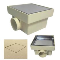 Ralo 10x10 Bege Oculto 2 em 1 Inox Polido Anti Cheiro Caixa Sifonada Rasa 40mm