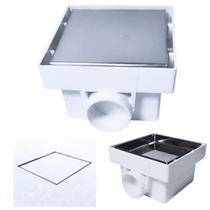 Ralo 10x10 Branco Oculto 2 em 1 Inox Polido Anti Cheiro Caixa Sifonada Rasa 40mm