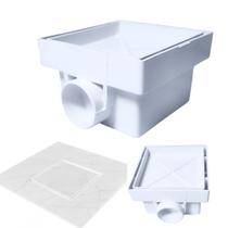 Ralo 10x10 Branco Oculto Plastico Anti Cheiro Caixa Sifonada Rasa 1 saída e 1 entrada 40mm