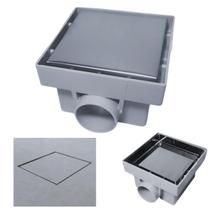 Ralo 10x10 Cinza Oculto 2 em 1 Inox Polido Anti Cheiro Caixa Sifonada Rasa 40mm