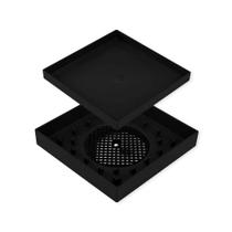 Ralo 10x10 Oculto com Plástico ABS para Piso e Porcelanato Cor:Preto