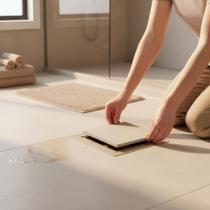 Ralo 10x10 Oculto para Piso Porcelanato Bege Antiodor Resistente Inteligente