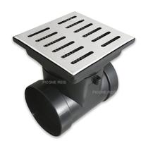 Ralo 15x15 Quintal com Coletor Saída Lateral Difusor Tubo 100mm e Tela Anti Insetos - Ficone Decor