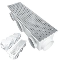 Ralo 15x50 Inox Perfurado Espelhado Cocho Branco e Placa Anti Resíduo e Anti Insetos Ralo 15x50 Inox Perfurado Espelhado Cocho Branco e Placa Anti Resíduo e Anti Insetos