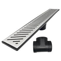 Ralo 15x80 Inox 304 Saída Baixa 100mm com Difusor Lateral e Tela Anti Insetos