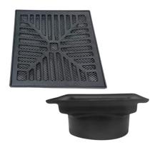 Ralo 20x20 Alumínio Preto Fosco Concova com Tela Cocho Saída 6 polegadas - 150mm