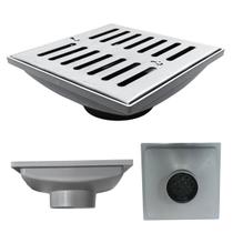 Ralo 20x20 Inox 304 com Abre Fecha Coletor Cinza Saída de 100mm