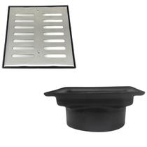 Ralo 20x20 Inox Abre Fecha com Cocho Saída 6 polegadas - 150mm