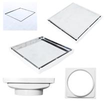Ralo 20x20 Invisível Tampa Inox 2 em 1 Cocho Branco Saída 6 Polegadas