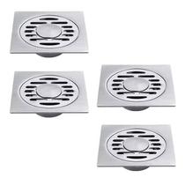 Ralo Aço Inox 10x10 Banheiro Lavabo Kit 4 Unidades Higienico Seguro Resistente Ralo Aço Inox 10x10 Banheiro Lavabo Kit 4 Unidades Higienico Seguro Resistente