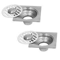 Ralo Aço Inox 10x10 Kit 2 Unidades Banheiro Lavabo Seguro Resistente Higienico Ralo Aço Inox 10x10 Kit 2 Unidades Banheiro Lavabo Seguro Resistente Higienico