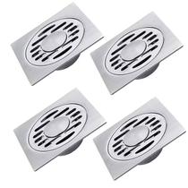 Ralo Aço Inox 10x10 Kit 4 Unidades Banheiro Lavabo Varanda Seguro Higienico Resistente