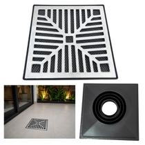 Ralo Alumínio 30x30 Côncavo Com Coletor Preto Múltiplas Saídas e Tela Insetos Ralo Alumínio 30x30 Côncavo Com Coletor Preto Múltiplas Saídas e Tela Insetos