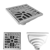 Ralo Aluminio modelo 15x15 Concova com Dupla Tela e Coletor Branco Saída Adapt de 40mm até 100mm Ralo Aluminio modelo 15x15 Concova com Dupla Tela e Coletor Branco Saída Adapt de 40mm até 100mm