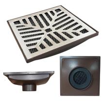 Ralo Anti Cheiro 20x20 Alumínio Concava Coletor Marrom Saída Baixa para Tubo de 100mm