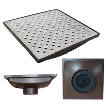 Ralo Anti Cheiro 20x20 Alumínio Perfurado Bolinha Coletor Marrom Saída Baixa para tubo de 100mm