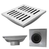 Ralo Anti Cheiro 20x20 Inox 304 Palito Coletor Cinza Saída de 100mm Telas Anti Insetos