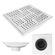 Ralo Anti Cheiro 20x20 Inox Espelhado Coletor Branco Saída 100mm