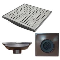 Ralo Anti Cheiro 20x20 Inox Espelhado Coletor Marrom Saída 100mm