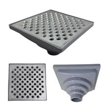 Ralo Anti Odor Aluminio Bolinha 15x15 e Coletor Cinza Saída Baixa Adapt de 40mm até 100mm