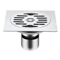 Ralo Anti Odor Elimina Mal Cheiro 15 cm Aço Inox Quadrado