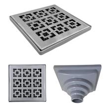 Ralo Anti Odor Inox 304 modelo 15x15 Dubai Tela e Coletor Cinza Saída Adapt de 40mm até 100mm