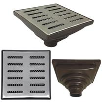 Ralo Anti Odor Inox 304 modelo 15x15 Tradicional Tela e Coletor Marrom Saída Adapt de 40mm até 100mm Ralo Anti Odor Inox 304 modelo 15x15 Tradicional Tela e Coletor Marrom Saída Adapt de 40mm até 100mm