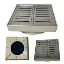 Ralo Antiodor 15x15 Inox Escamoteavel Veneziana com Base Plástico Bege