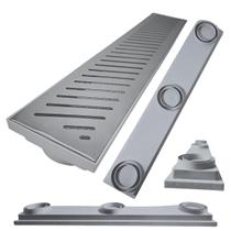 Ralo Apartamento 15x80 Inox 304 com Cocho Raso Cinza e Tela Ralo Apartamento 15x80 Inox 304 com Cocho Raso Cinza e Tela