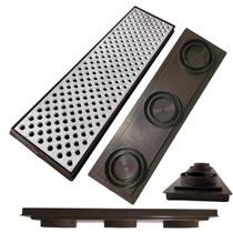 Ralo Apartamento Sacada Laje 15x50 Alumínio Perfurado Bolinha Coletor Raso 3cm Profundidade Marrom