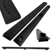 Ralo Baixo para Apartamento e Laje 90cm Oriente Aço Preto Fosco Cocho Raso com Tela