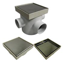 Ralo Banheiro Inteligente 10x10 modelo 2 em 1 Inox Invisível Base Plástica Bege + Caixa Sifonada 100mm Ralo Banheiro Inteligente 10x10 modelo 2 em 1 Inox Invisível Base Plástica Bege + Caixa Sifonada 100mm
