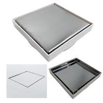 Ralo Banheiro Inteligente 10x10 modelo 2 em 1 Inox Invisível com Base Plástica Branca Sifonado