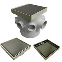 Ralo Banheiro Inteligente 15x15 modelo 2 em 1 Inox Invisível Base Plástica Bege + Caixa Sifonada 150mm Ralo Banheiro Inteligente 15x15 modelo 2 em 1 Inox Invisível Base Plástica Bege + Caixa Sifonada 150mm