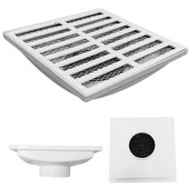 Ralo Branco 20x20 Aluminio Reta Saída 3 Polegadas - 75mm com Dupla Tela Anti Insetos