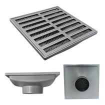 Ralo Cinza 20x20 Aluminio Reta Saída 4 Polegadas - 100mm com Dupla Tela Anti Insetos