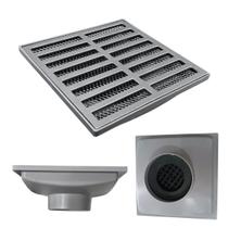 Ralo Cinza Anti Cheiro 20x20 Aluminio Reta Saída 100mm Sifonado e Tela Anti Insetos Ralo Cinza Anti Cheiro 20x20 Aluminio Reta Saída 100mm Sifonado e Tela Anti Insetos