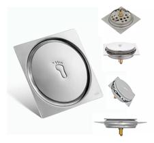 Ralo Click 10x10 Inteligente Oculto Inox Quadrado Aço Grelha