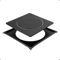 Ralo Click 15x15 Com Porta Grelhas Preto Fosco Para Banheiro